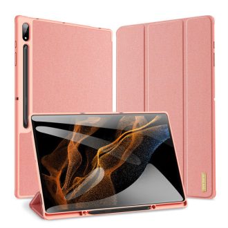   Samsung Galaxy Tab S8 Ultra 14.6 SM-X900 / X906, mappa tok, Trifold, érintőceruza tartó, Dux Ducis Domo, rózsaszín