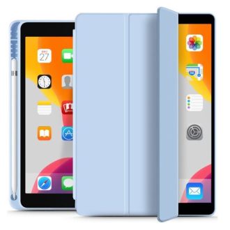   Apple iPad 10.2 (2019 / 2020 / 2021), mappa tok, Apple Pencil tartóval, Smart Case, világoskék
