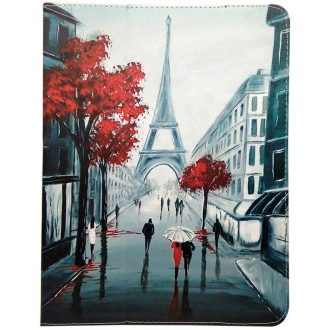   Univerzális TabletPC tok, mappa tok, 9-10", stand, Paris minta, színes
