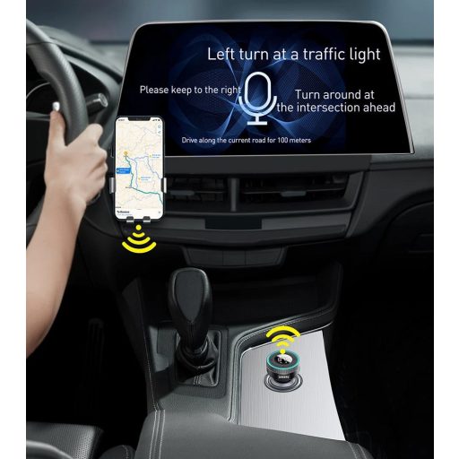 Autós töltő, Szivargyújtós töltő, + FM transzmitter, 2 x USB aljzat, v5.0, 17W, TF kártya olvasó, AUX csatlakozó, zajszűrővel, LED kijelzővel, gyorstöltés, Baseus Enjoy Car CCLH-01, fekete