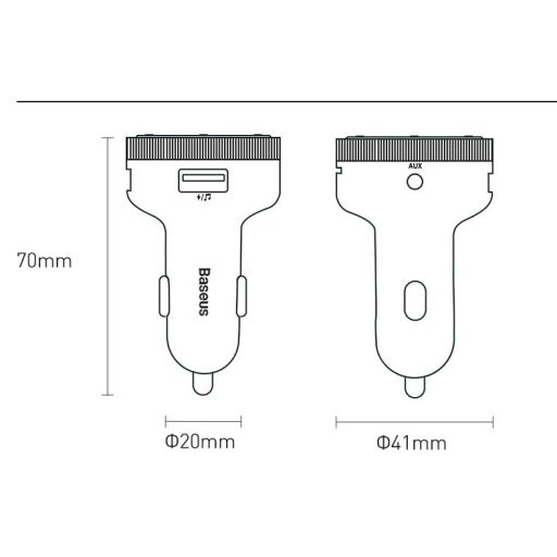 Autós töltő, Szivargyújtós töltő, + FM transzmitter, 2 x USB aljzat, v5.0, 17W, TF kártya olvasó, AUX csatlakozó, zajszűrővel, LED kijelzővel, gyorstöltés, Baseus Enjoy Car CCLH-01, fekete