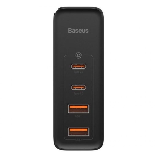 Hálózati töltő adapter, 100W, 2 x USB aljzat, 2 x USB Type-C aljzat, gyorstöltés, PD, GaN2, Baseus GaN2 Pro, fekete