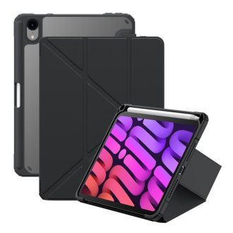   Apple iPad Mini (2021 / 2024) (8.3), mappa tok, Apple Pencil tartóval, Origami Smart Case, Baseus Minimalist, fekete