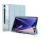 Samsung Galaxy Tab S9 FE (10.9) / Tab S10 FE (10.9) SM-X510 / X516B / X520 / X526, mappa tok, Trifold, légpárnás sarok, közepesen ütésálló, érintőceruza tartó, átlátszó hátlap, Dux Ducis Toby, kék
