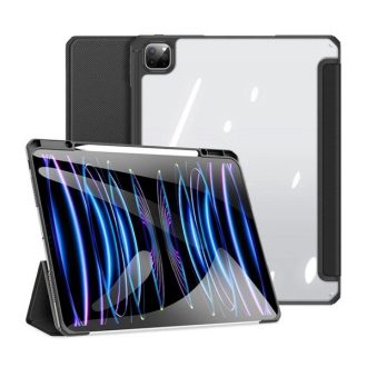   Apple iPad Pro 13 (2024), mappa tok, Smart Case, légpárnás sarok, közepesen ütésálló, érintőceruza tartó, átlátszó hátlap, Dux Ducis Toby, fekete