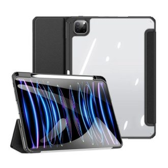   Apple iPad Pro 11 (2024), mappa tok, Smart Case, légpárnás sarok, közepesen ütésálló, érintőceruza tartó, átlátszó hátlap, Dux Ducis Toby, fekete
