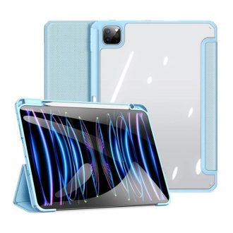   Apple iPad Pro 11 (2024), mappa tok, Smart Case, légpárnás sarok, közepesen ütésálló, érintőceruza tartó, átlátszó hátlap, Dux Ducis Toby, kék