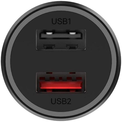 Autós töltő, Szivargyújtós töltő, 37W, 2 x USB aljzat, LED-es, gyorstöltés, Xiaomi Mi Car 37W, fekete, gyári