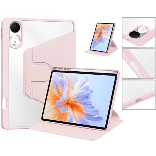Huawei Honor Pad X8a (11.0), mappa tok, elforgatható (360°), kitámasztóval, érintőceruza tartóval, rózsaszín
