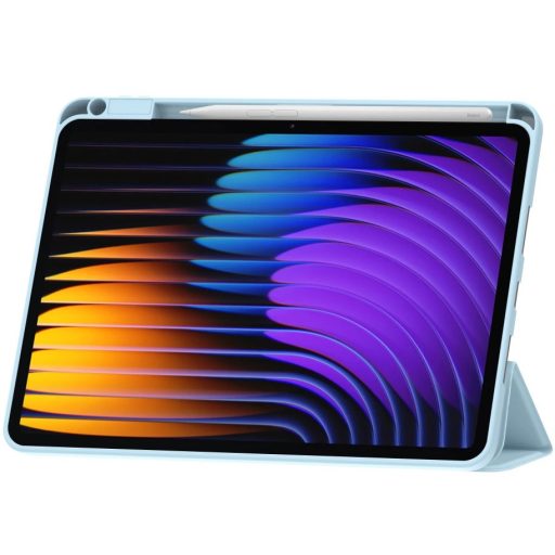 Xiaomi Pad 7 (11.2) / Pad 7 Pro (11.2), mappa tok, közepesen ütésálló, érintőceruza tartó, érintőceruza nélkül, Trifold, TP SC Pen Holder, világoskék