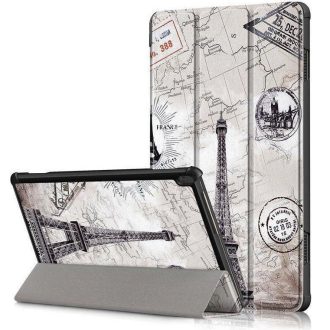   Xiaomi Pad 6 (11.0) / Pad 6 Pro (11.0), mappa tok, Eiffel torony, térkép minta, Trifold, szürke