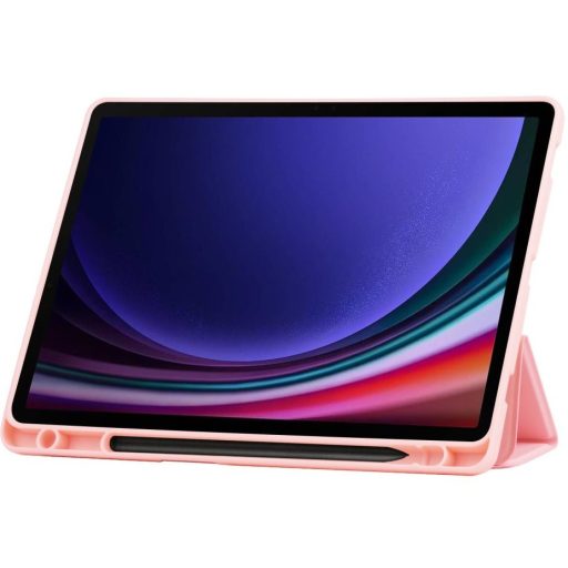Samsung Galaxy Tab S9 FE (10.9) / Tab S10 FE (10.9) SM-X510 / X516B / X520 / X526, mappa tok, közepesen ütésálló, érintőceruza tartó, érintőceruza nélkül, Trifold, TP SC Pen Holder, rózsaszín