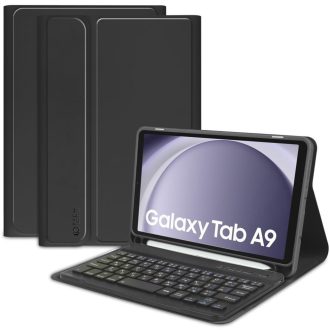   Samsung Galaxy Tab A9 (8.7) SM-X110 / X115, Bluetooth billentyűzetes mappa tok, érintőceruza tartó, érintőceruza nélkül, TP SC Pen Holder + Keyboard, fekete