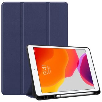   Apple iPad Air 13 (2024 / 2025), mappa tok, érintőceruza tartó, érintőceruza nélkül, Smart Case, Wooze Trifold Pencil Holder, sötétkék