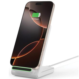   Univerzális vezeték nélküli töltő állomás, Qi Wireless, 15W, asztali tartó, LED-es, Tech-Protect QI15W-A40, fehér