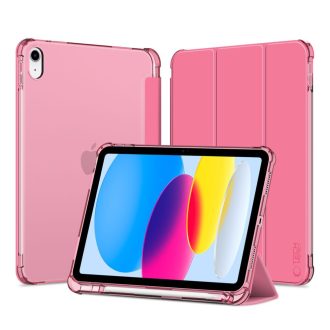   Apple iPad 10.9 (2022) / iPad 11 (2025), mappa tok, közepesen ütésálló, érintőceruza tartó, érintőceruza nélkül, színes átlátszó hátlap, Smart Case, TP SC Pen Holder Hybrid, magenta