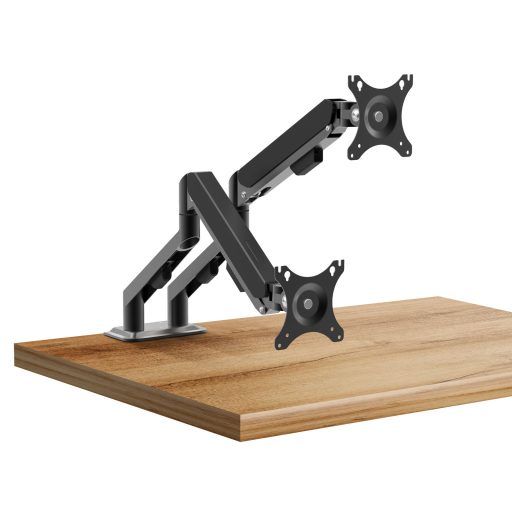 Monitor&TV tartókonzol - dupla karos, teleszkópos - asztallapra rögzíthető - 62 cm, 30"