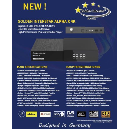 Golden Interstar Alpha X 4K SAT/IP Vevő