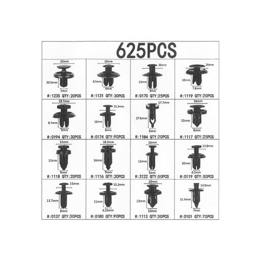 Spinki samochodowe do tapicerki 625szt